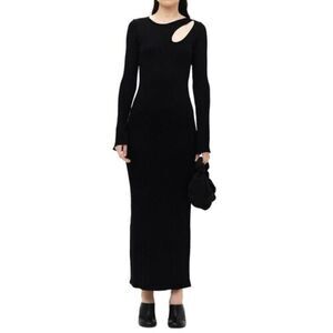 NWOT SIMON MILLER Space Rib-Knit Shoulder Cut Out Black Maxi Dress Women's XS